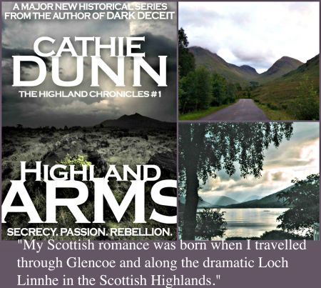 Photo credits (clockwise from top left): Highland Arms cover art; A view of Glencoe, by Ronhjones via Wikimedia Commons[https://commons.wikimedia.org/wiki/File:Gleann_comhainn.jpg] (CC BY-SA 3.0) [http://creativecommons.org/licenses/by-sa/3.0/]. Loch Linnhe, by Moralist via Wikimedia Commons[https://commons.wikimedia.org/wiki/File:Vy_i_skottland.JPG](CC BY-SA 3.0) [http://creativecommons.org/licenses/by-sa/3.0/].