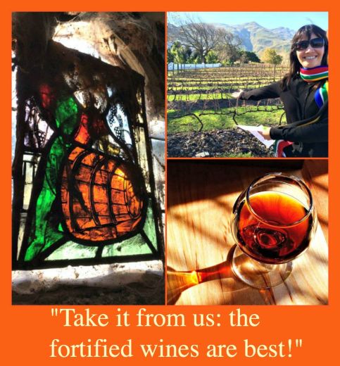A cobwebbed window at one of the wineries; a glass of port, a fortified wine[https://en.wikipedia.org/wiki/Fortified_wine#/media/File:Port_wine.jpg], by Jon Sullivan via Wikimedia Commons; Lisa at La Motte Winery.